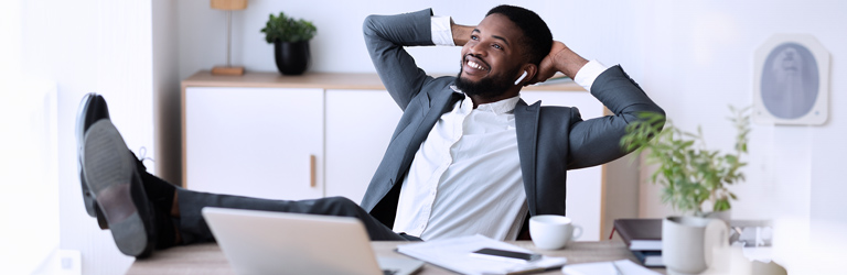 Happy guy in office